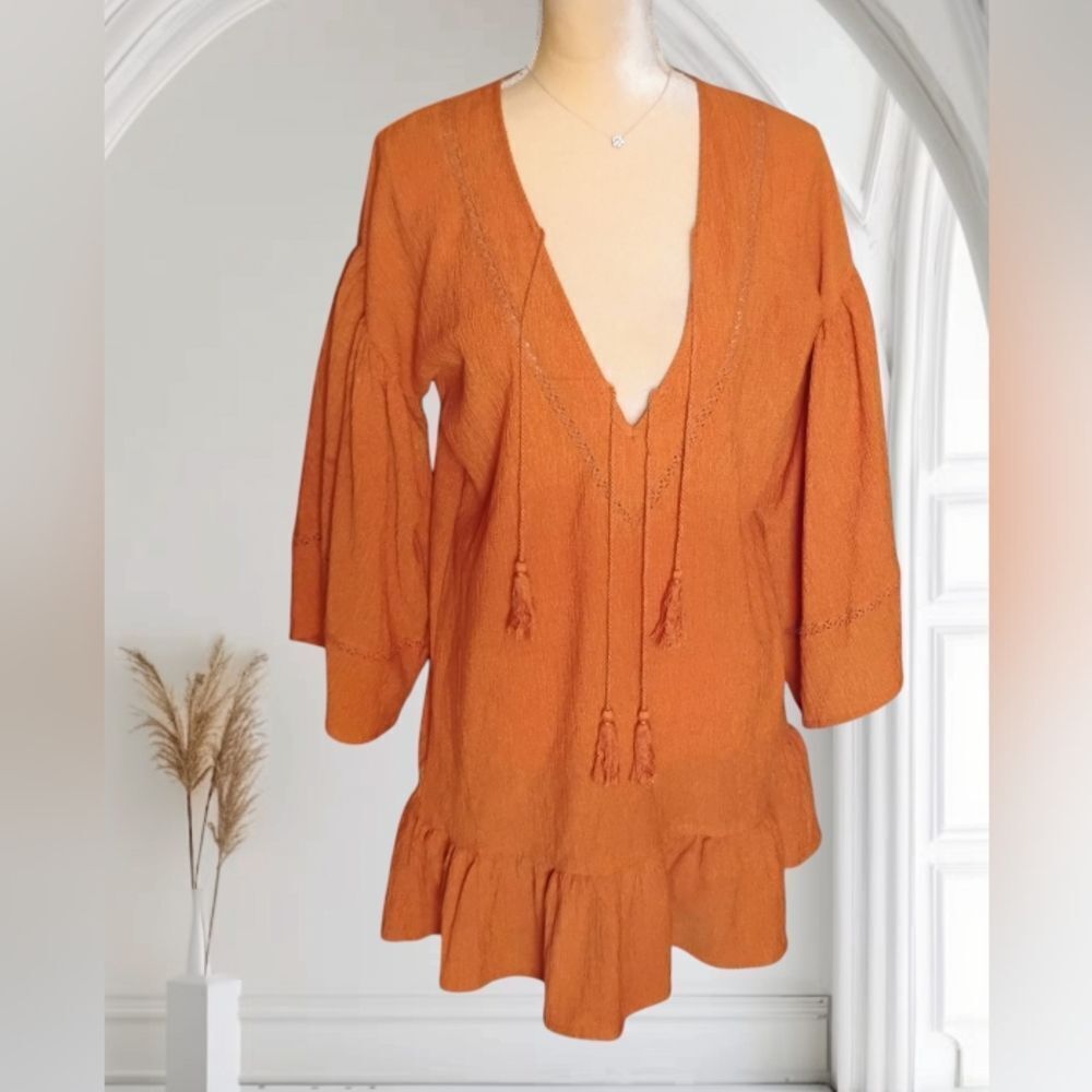 Storia Oversized Bohemian Tunic Mini Dress Size Small - Picture 11 of 15